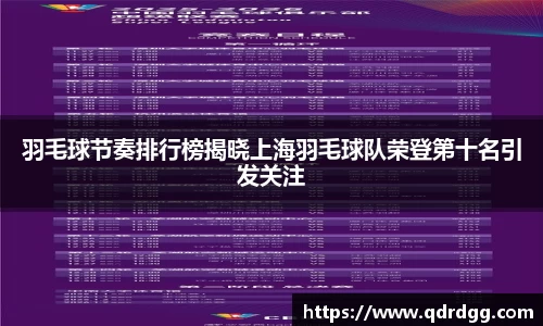 羽毛球节奏排行榜揭晓上海羽毛球队荣登第十名引发关注